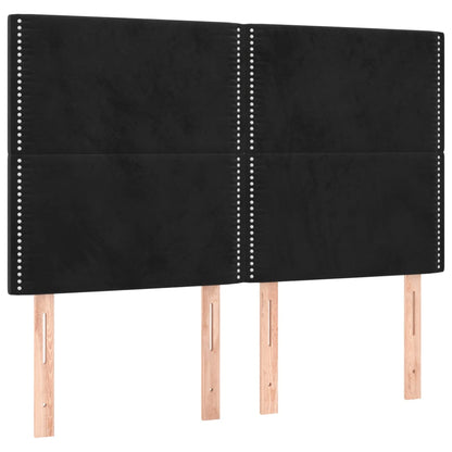 Čelo Postele S Led Černé 144X5X118/128 Cm Samet