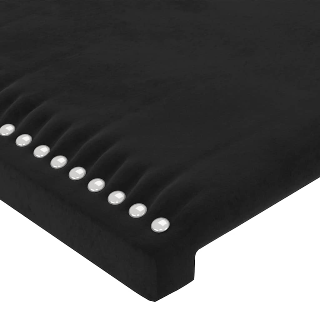 Čelo Postele S Led Černé 144X5X118/128 Cm Samet