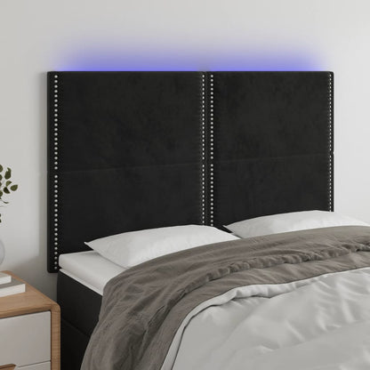 Čelo Postele S Led Černé 144X5X118/128 Cm Samet