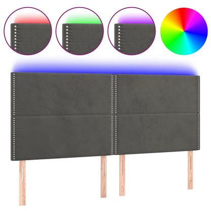 Čelo Postele S Led Tmavě Šedé 160X5X118/128 Cm Samet