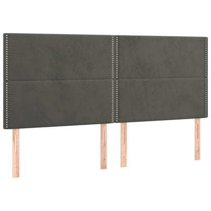 Čelo Postele S Led Tmavě Šedé 160X5X118/128 Cm Samet
