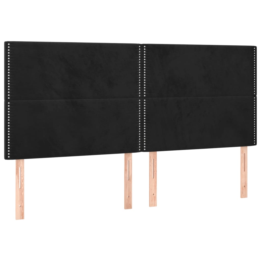 Čelo Postele S Led Černé 160X5X118/128 Cm Samet