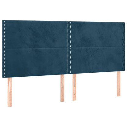 Čelo Postele S Led Tmavě Modré 160X5X118/128 Cm Samet