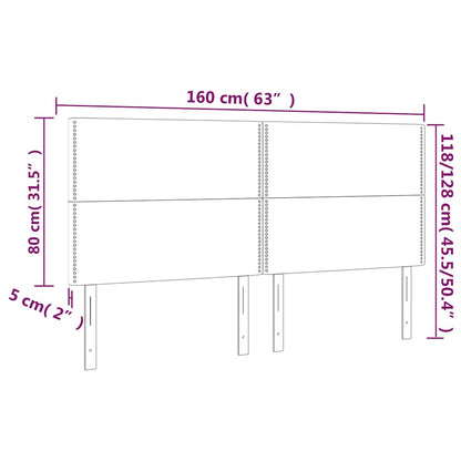 Čelo Postele S Led Tmavě Modré 160X5X118/128 Cm Samet