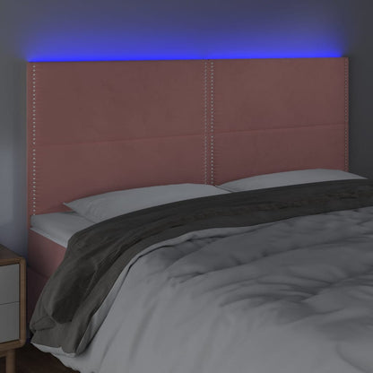 Čelo Postele S Led Růžové 160X5X118/128 Cm Samet