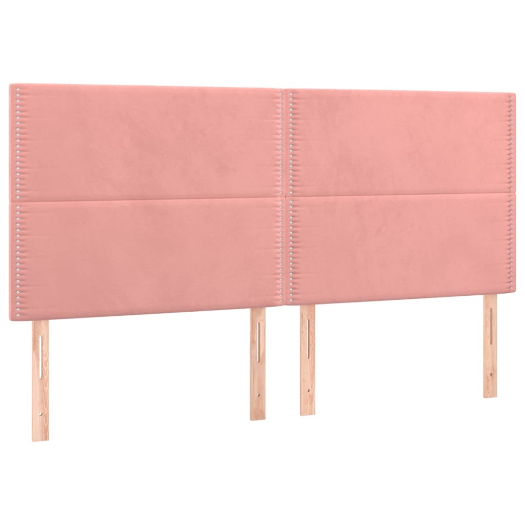 Čelo Postele S Led Růžové 160X5X118/128 Cm Samet