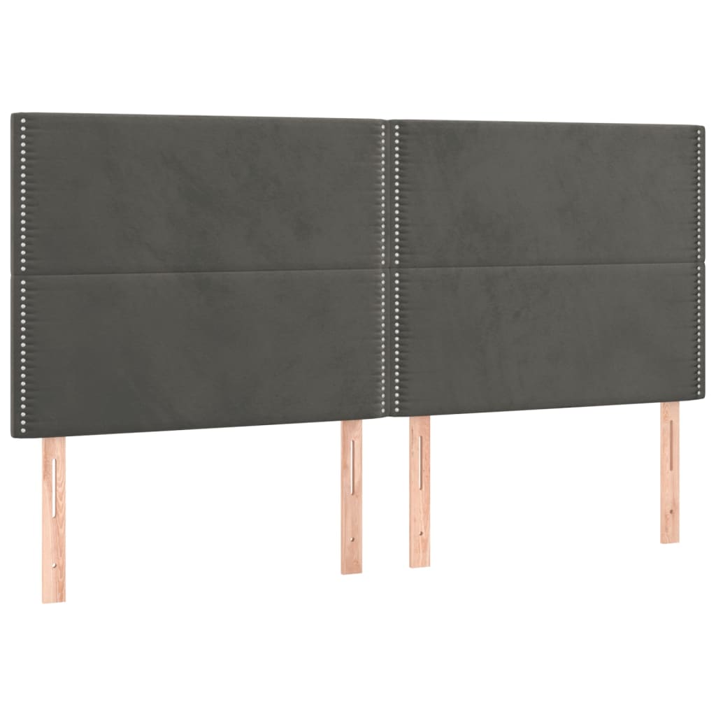 Čelo Postele S Led Tmavě Šedé 180X5X118/128 Cm Samet