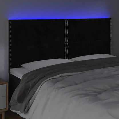 Čelo Postele S Led Černé 180X5X118/128 Cm Samet
