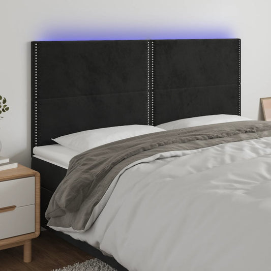 Čelo Postele S Led Černé 180X5X118/128 Cm Samet