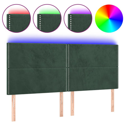 Čelo Postele S Led Tmavě Zelená 180X5X118/128 Cm Samet