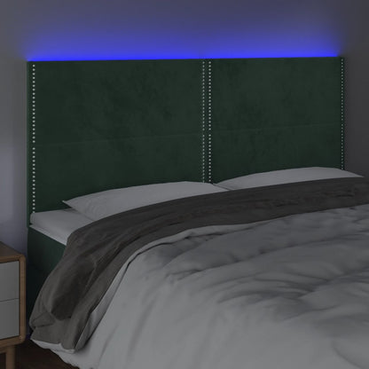 Čelo Postele S Led Tmavě Zelená 180X5X118/128 Cm Samet