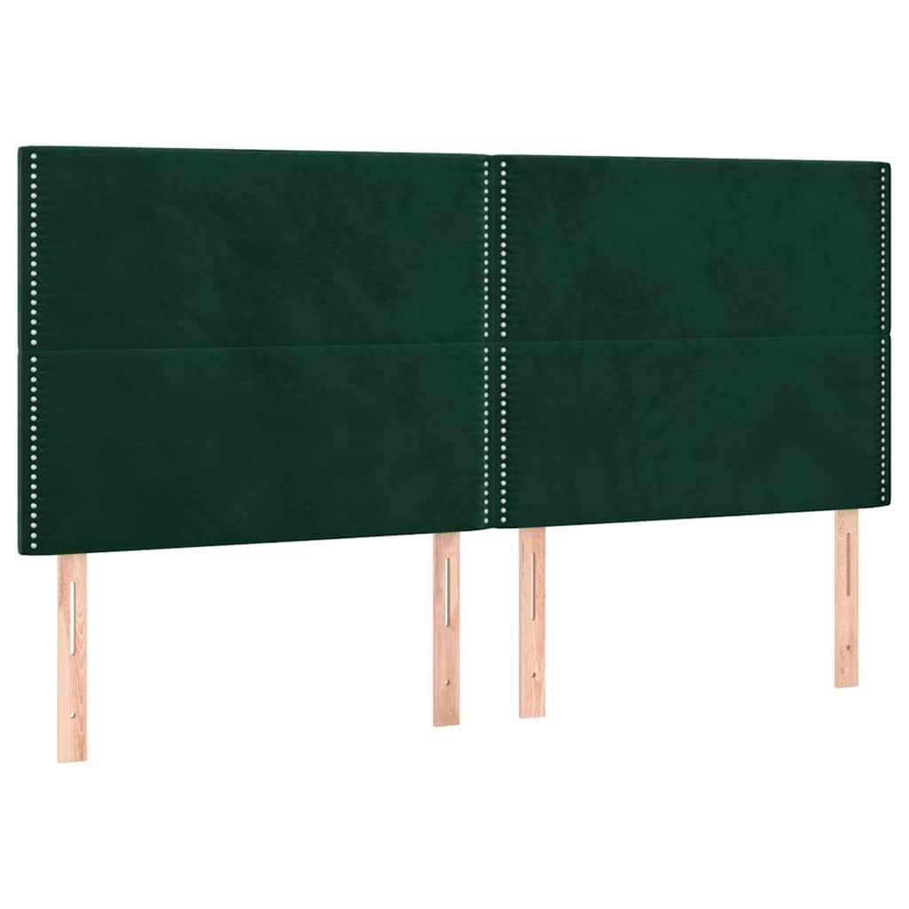 Čelo Postele S Led Tmavě Zelená 180X5X118/128 Cm Samet