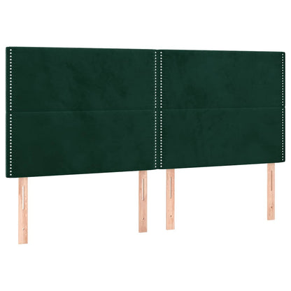 Čelo Postele S Led Tmavě Zelená 180X5X118/128 Cm Samet
