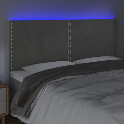 Čelo Postele S Led Světle Šedé 200X5X118/128 Cm Samet
