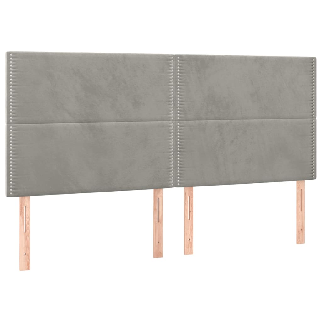 Čelo Postele S Led Světle Šedé 200X5X118/128 Cm Samet