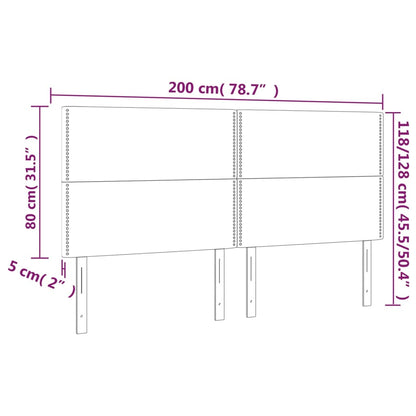 Čelo Postele S Led Světle Šedé 200X5X118/128 Cm Samet