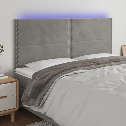 Čelo Postele S Led Světle Šedé 200X5X118/128 Cm Samet
