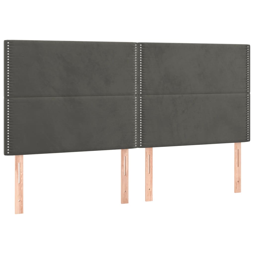 Čelo Postele S Led Tmavě Šedé 200X5X118/128 Cm Samet