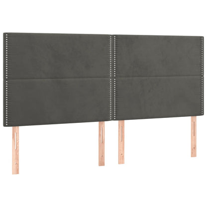 Čelo Postele S Led Tmavě Šedé 200X5X118/128 Cm Samet