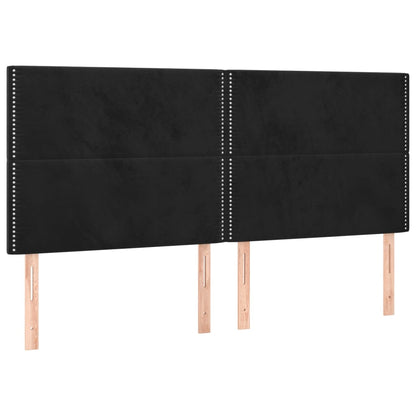 Čelo Postele S Led Černé 200X5X118/128 Cm Samet