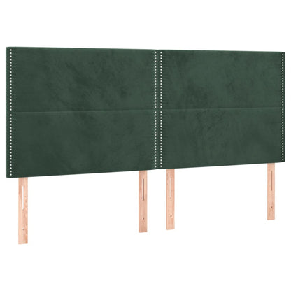 Čelo Postele S Led Tmavě Zelené 200X5X118/128 Cm Samet