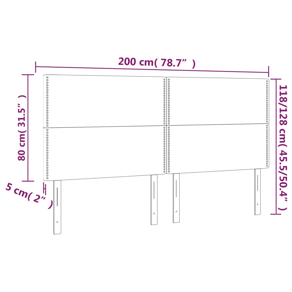 Čelo Postele S Led Tmavě Modré 200X5X118/128 Cm Samet