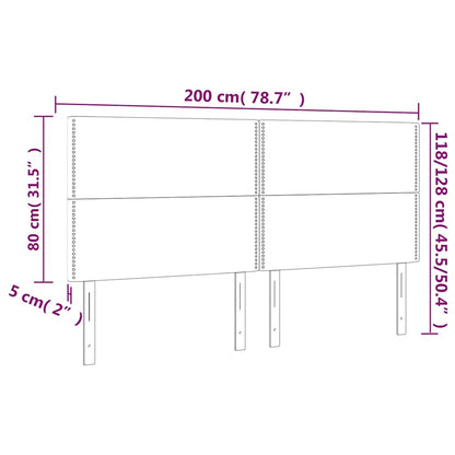 Čelo Postele S Led Tmavě Modré 200X5X118/128 Cm Samet
