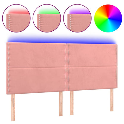 Čelo Postele S Led Růžové 200X5X118/128 Cm Samet
