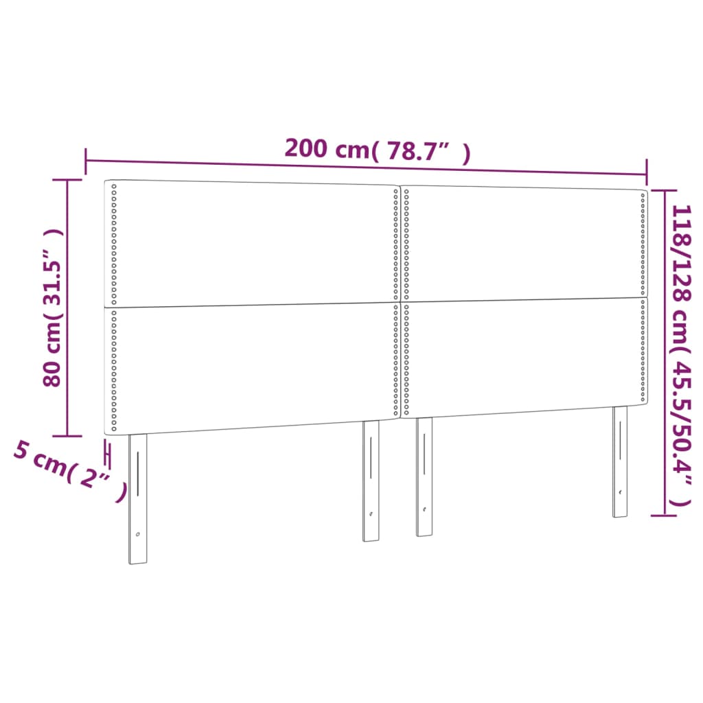 Čelo Postele S Led Růžové 200X5X118/128 Cm Samet