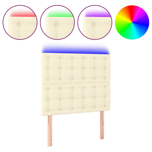 Čelo Postele S Led Krémové 80X5X118/128 Cm Umělá Kůže