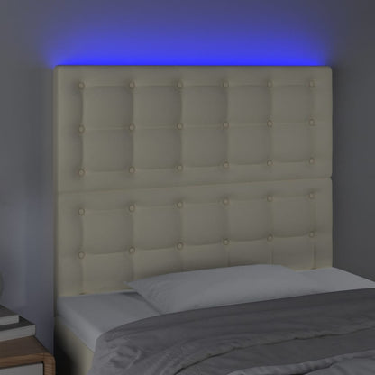 Čelo Postele S Led Krémové 80X5X118/128 Cm Umělá Kůže