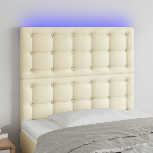 Čelo Postele S Led Krémové 80X5X118/128 Cm Umělá Kůže