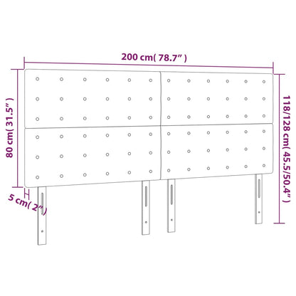 Čelo Postele S Led Krémové 200X5X118/128 Cm Umělá Kůže