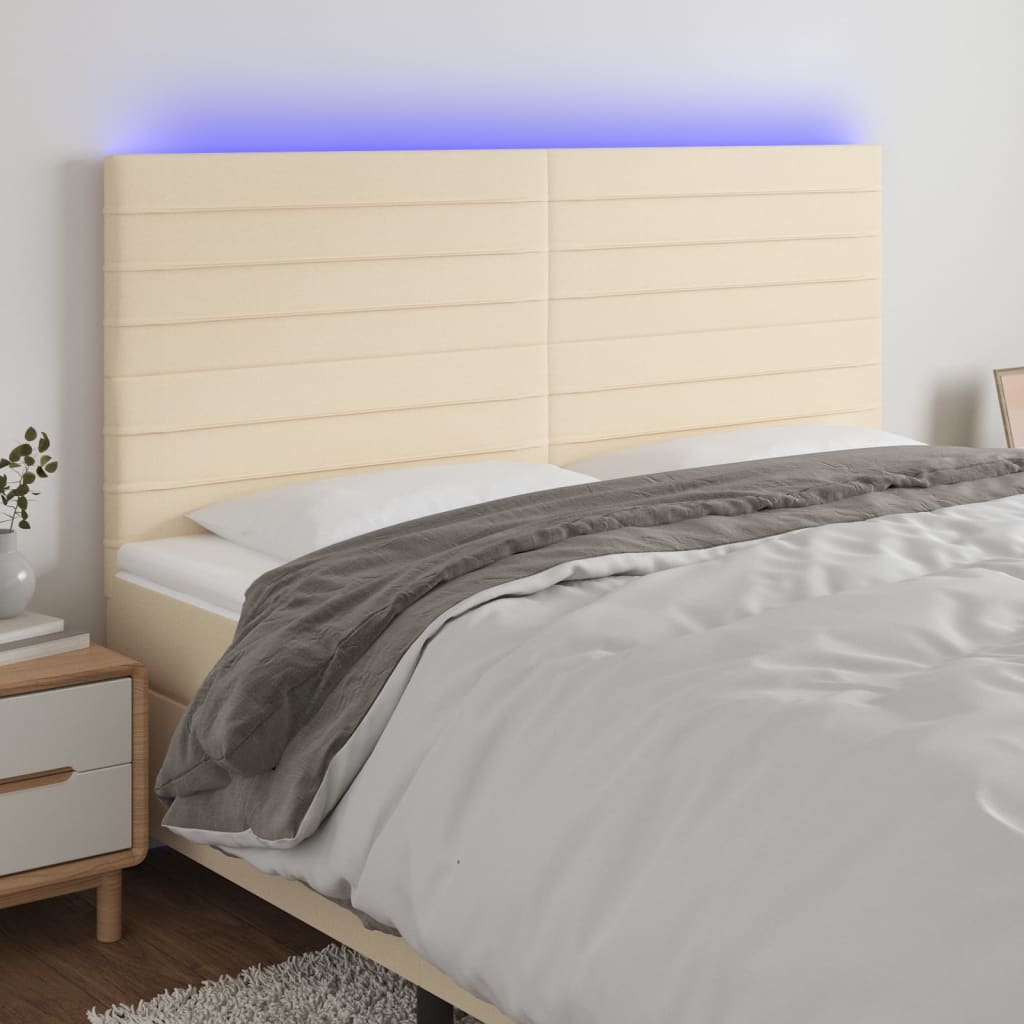 Čelo Postele S Led Tmavě Hnědé Textil