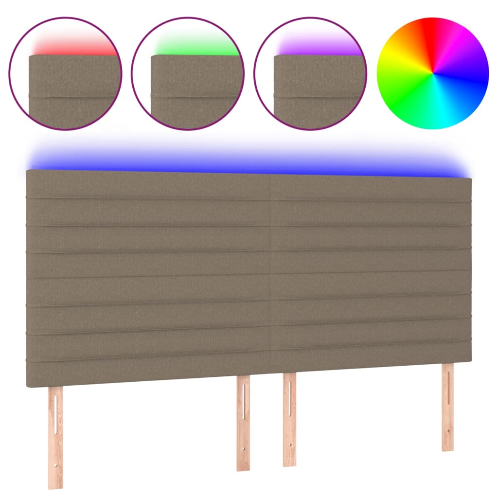 Čelo Postele S Led Taupe 200X5X118/128 Cm Textil