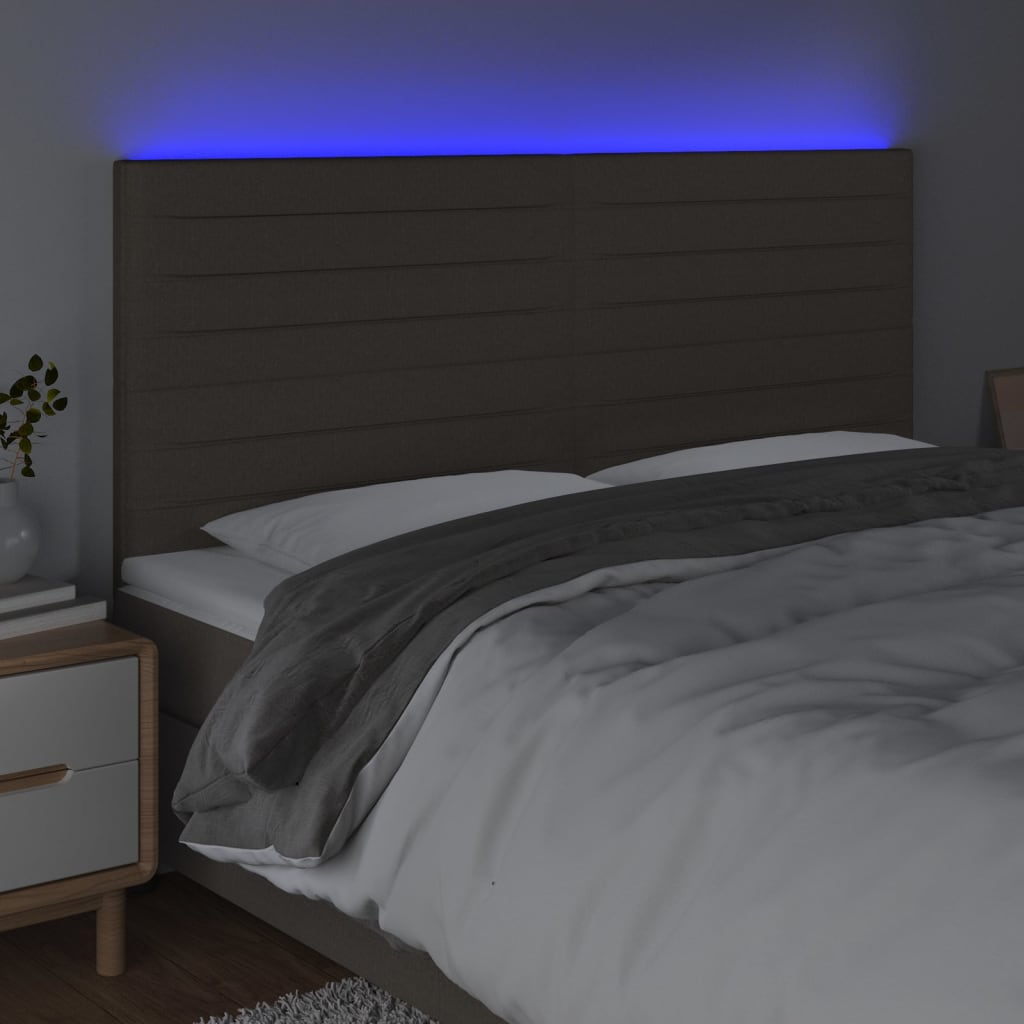 Čelo Postele S Led Taupe 200X5X118/128 Cm Textil