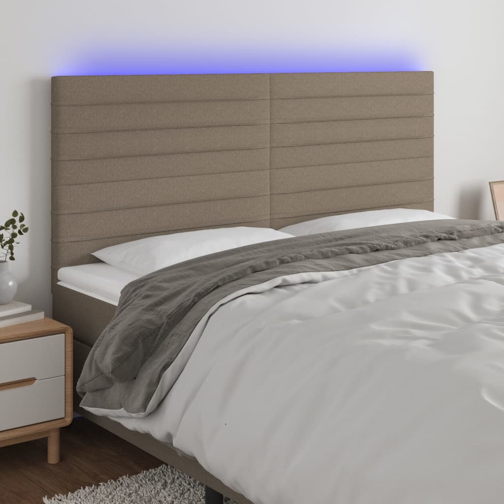 Čelo Postele S Led Taupe 200X5X118/128 Cm Textil