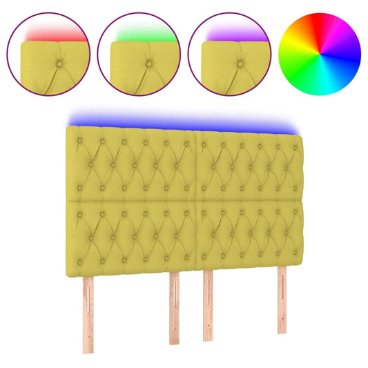 Čelo Postele S Led Zelené Textil Zelená