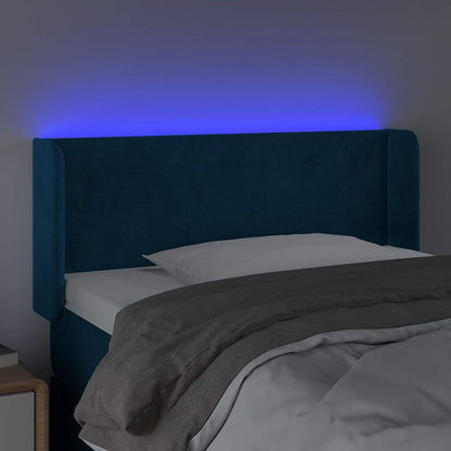 Čelo Postele S Led Tmavě Modré Samet