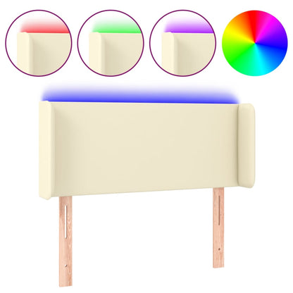 Čelo Postele S Led Krémové 83 X 16 X 78/88 Cm Umělá Kůže