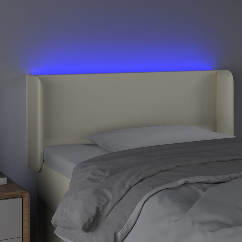 Čelo Postele S Led Krémové 83 X 16 X 78/88 Cm Umělá Kůže