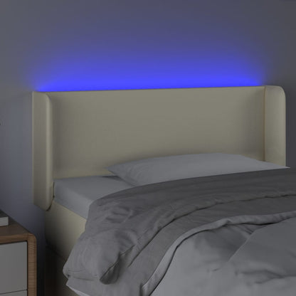 Čelo Postele S Led Krémové 83 X 16 X 78/88 Cm Umělá Kůže
