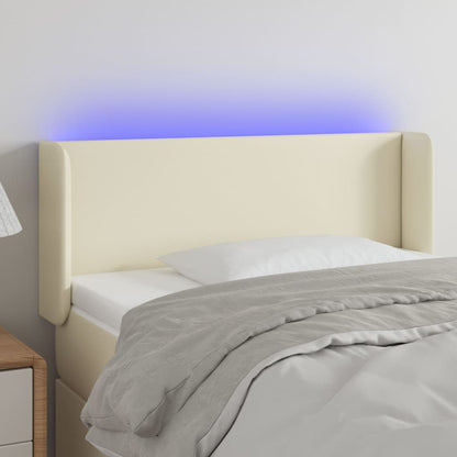 Čelo Postele S Led Krémové 83 X 16 X 78/88 Cm Umělá Kůže