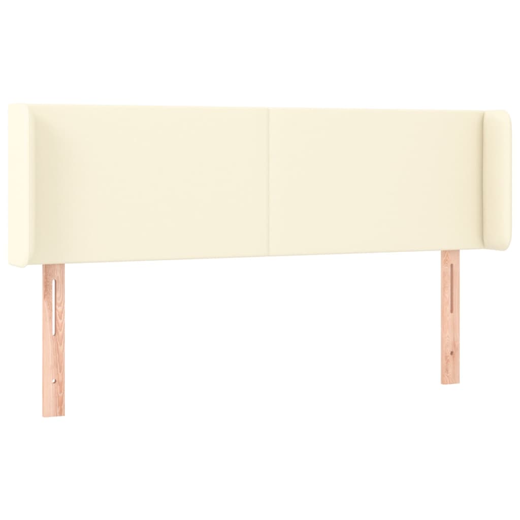 Čelo Postele S Led Krémové 147 X 16 X 78/88 Cm Umělá Kůže
