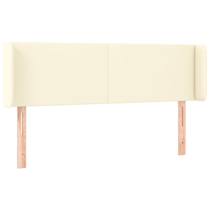Čelo Postele S Led Krémové 147 X 16 X 78/88 Cm Umělá Kůže