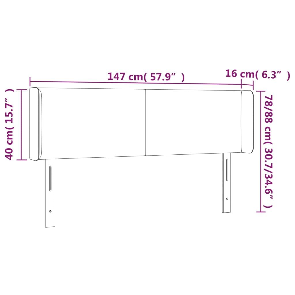 Čelo Postele S Led Krémové 147 X 16 X 78/88 Cm Umělá Kůže