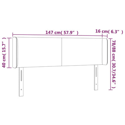 Čelo Postele S Led Krémové 147 X 16 X 78/88 Cm Umělá Kůže