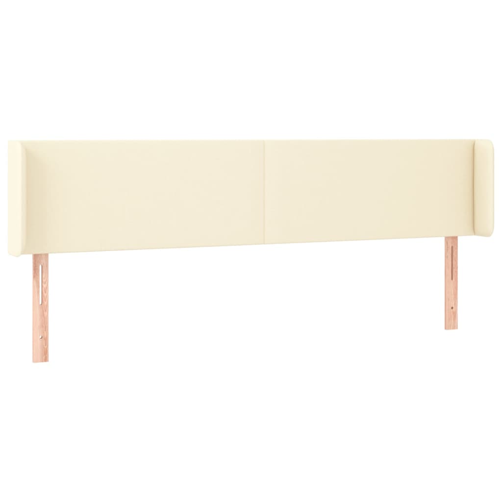 Čelo Postele S Led Krémové 163 X 16 X 78/88 Cm Umělá Kůže