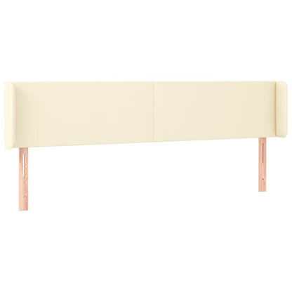 Čelo Postele S Led Krémové 163 X 16 X 78/88 Cm Umělá Kůže