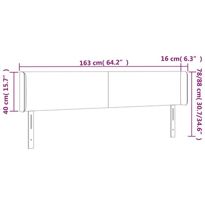 Čelo Postele S Led Krémové 163 X 16 X 78/88 Cm Umělá Kůže